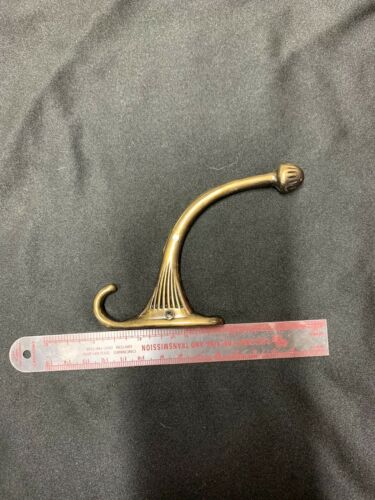 Vintage Look Brass Coat Hook - Large Double Hook, (2) Hooks In This Lot.
