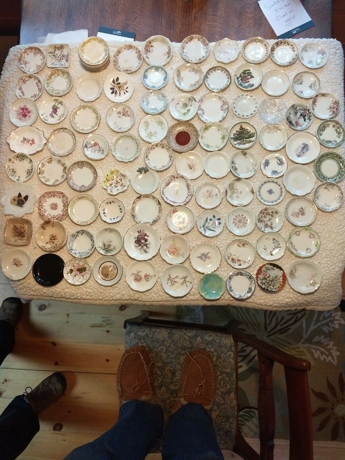 Huge Lot of 98 Assorted Antique Porcelain Butter Pats