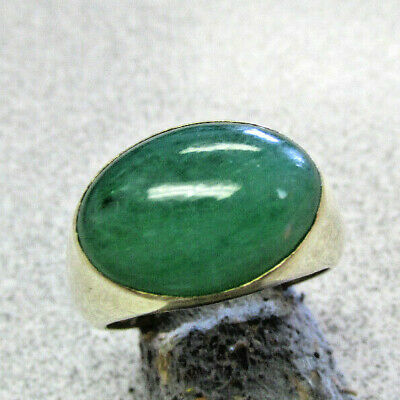 Estate 14k Men's Natural Untreated Green Jadeite Jade Ring size 7  Make Offer