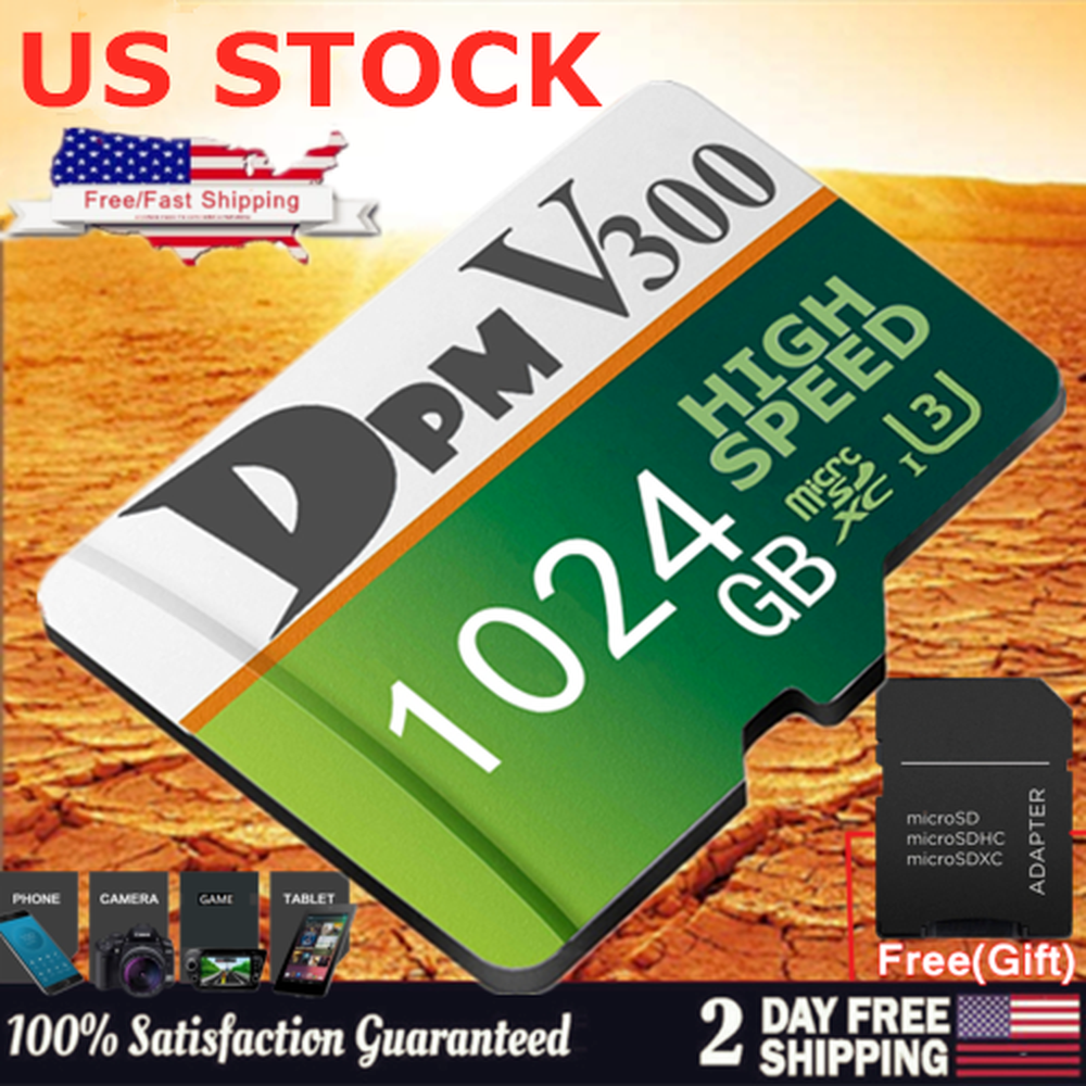 Micro Memory Card 256GB 1TB 325MB/S Class10 U3 Fast Flash TF Card with Adapter