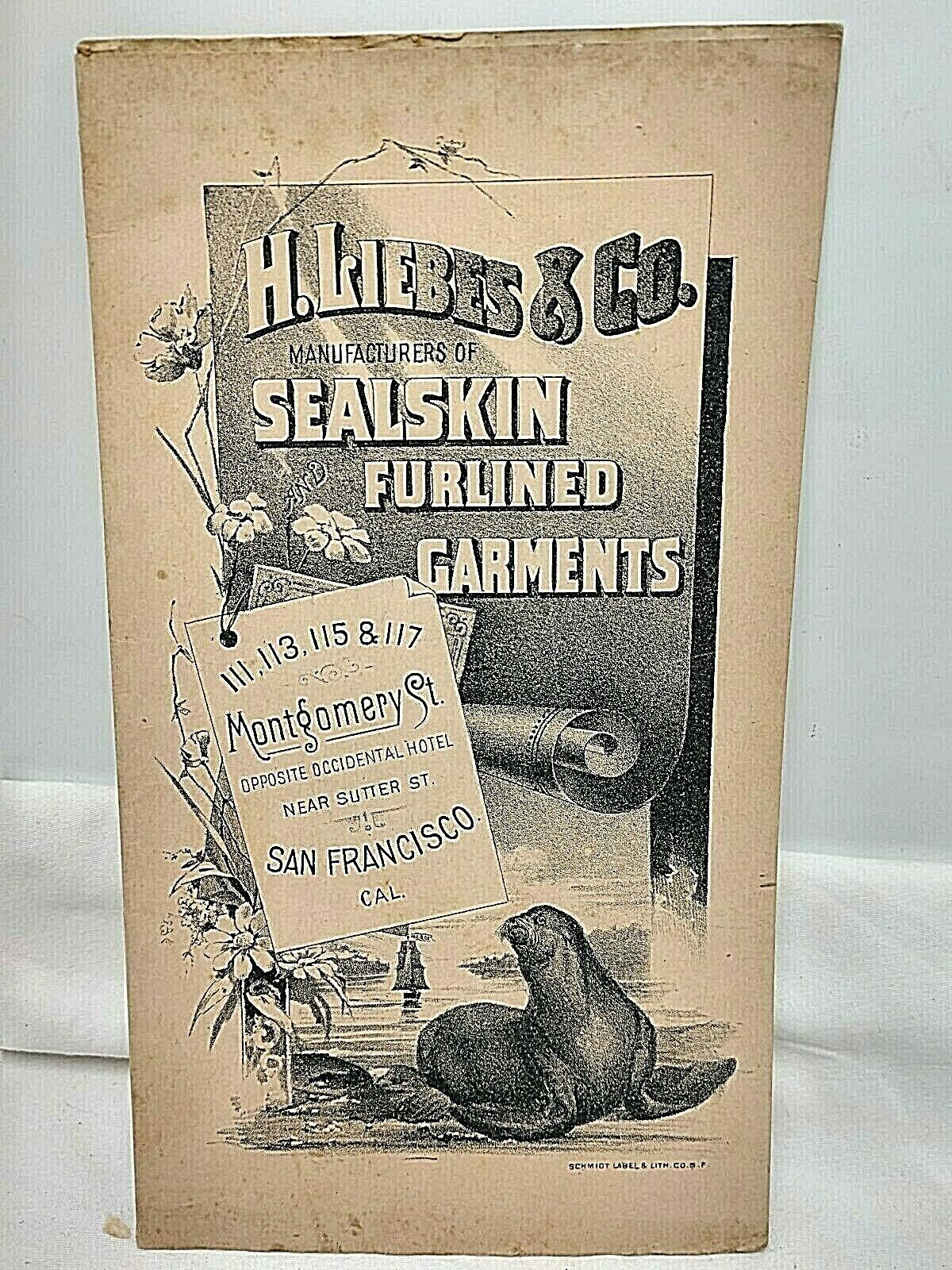 1884 San Francisco California Sealskin Furlined Garments Catalog H. Liebes & Co.