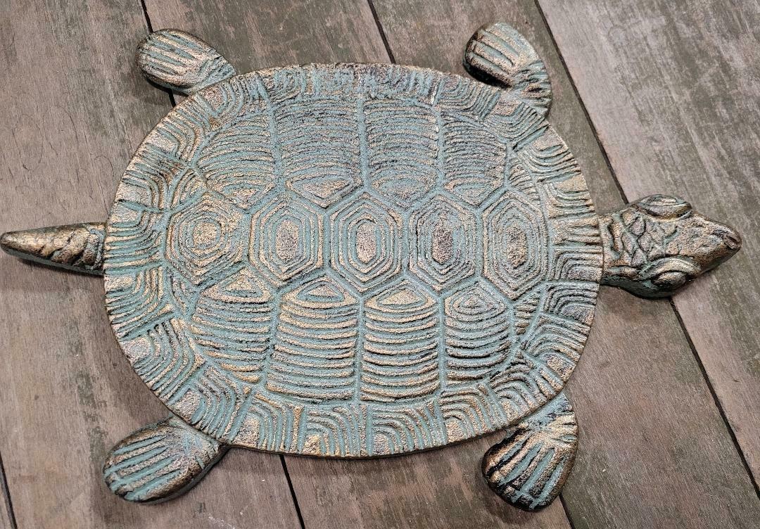 Cast Iron Antique Style Nautical TURTLE Stepping Stone Garden Step Pond Pool
