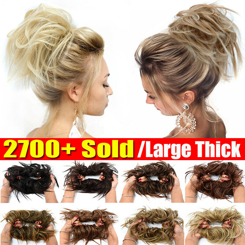 X-LARGE Messy Bun Hair Piece Scrunchie Updo Wrap Hair Extensions as Human Bun US