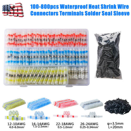 100-800pcs Waterproof Heat Shrink Wire Connectors Terminals Solder Seal Sleeve