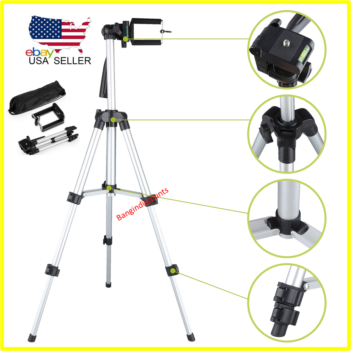 Professional Camera Tripod Stand + Phone Holder for Smartphone iPhone Samsung