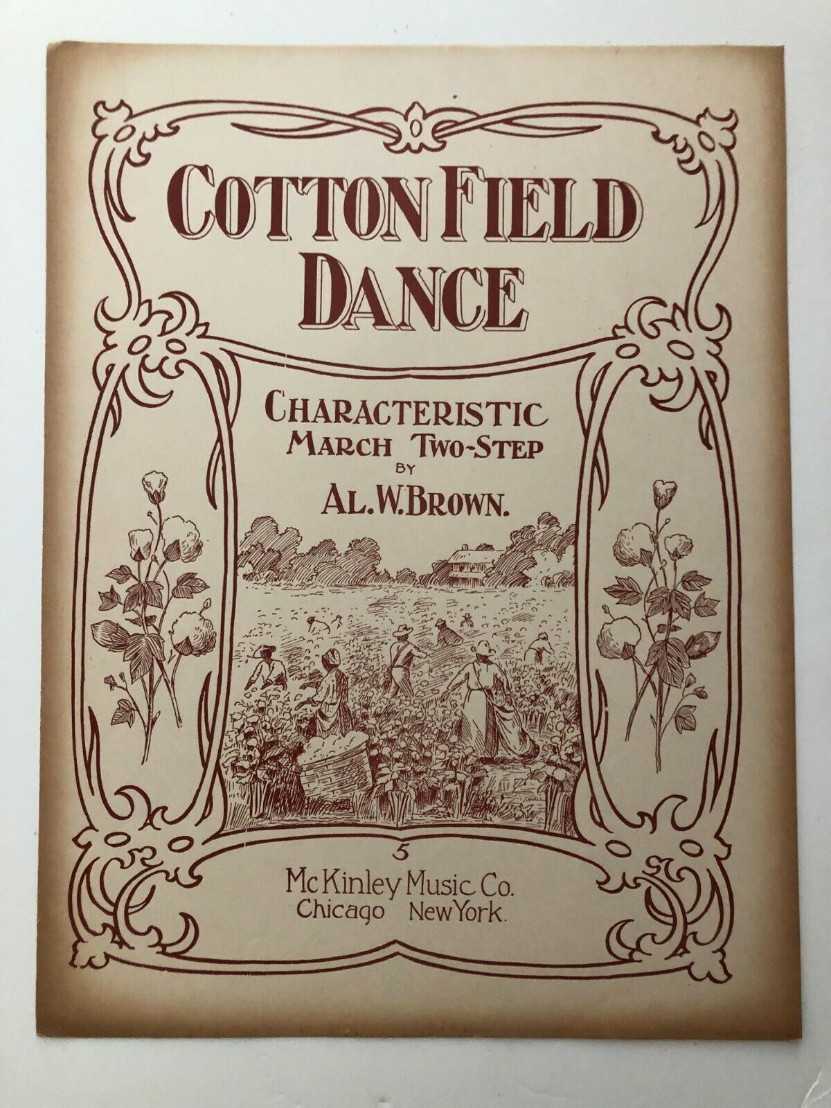 1904 Black Theme Sheet Music, Cotton Field Dance, Blacks Picking Cotton ill.