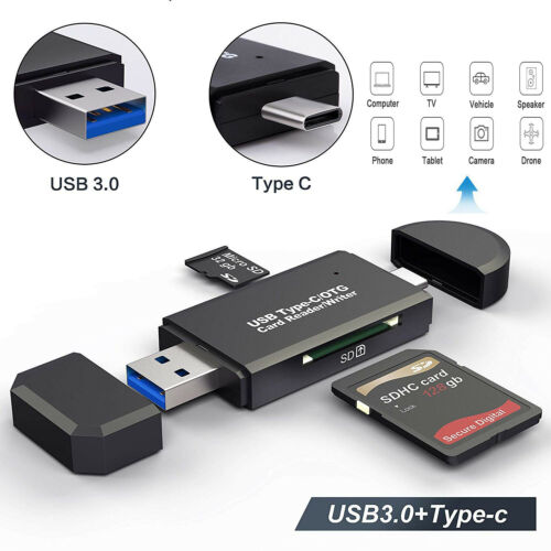 Type-C To USB 3.0 OTG Adapter Memory Card Reader For Smartphone Laptop Desktop