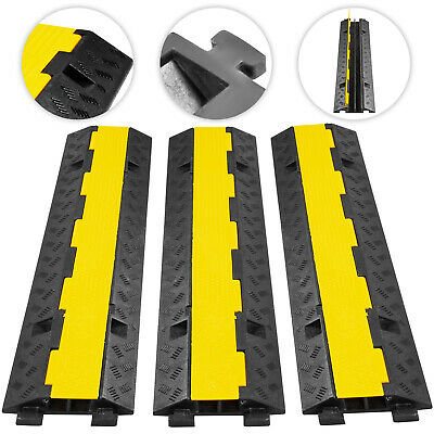 3pcs 2-Cable Speed Bumps Rubber Wire Cover Ramp Dual Channel Cable Protector