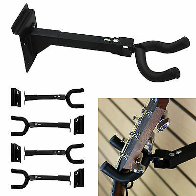 5-Pk Guitar Hanger 3” OC Slatwall Movable Bracket Adjustable Soft Foam Neck Hook
