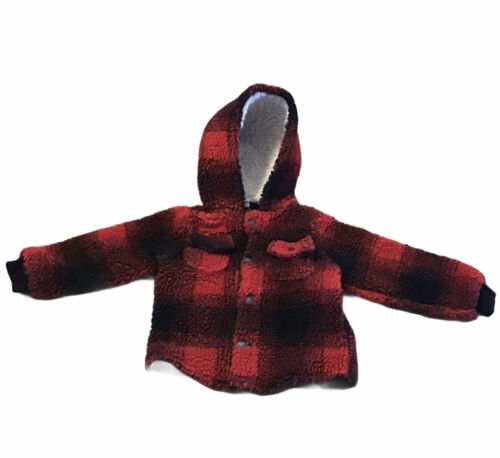 Tucker + Tate 18 Month Black Red Buffalo Plaid Puff Jacket w/ Hood Fleece Lined