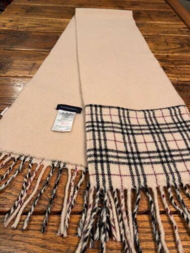 BURBERRY Childrens Camel Wool Scarf With Nova Check POCKETS 8x60 Kids Girls Boys