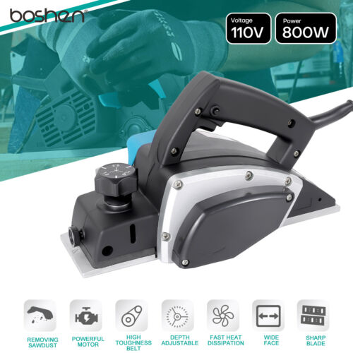 800W Electric Wood Planer Door Plane Hand Held Woodworking Power Surface Tool