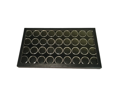 36 1/2 Dollar Size Lucite Cups in 14 x 8 x 1 Riker Display Case Coins Buttons