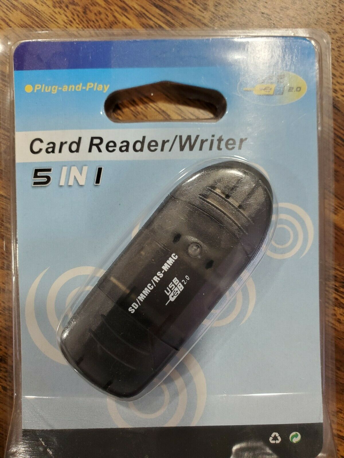 5-in-1 USB 2.0 Card Reader (Transparent Black) SD/MMC/RS-MMC